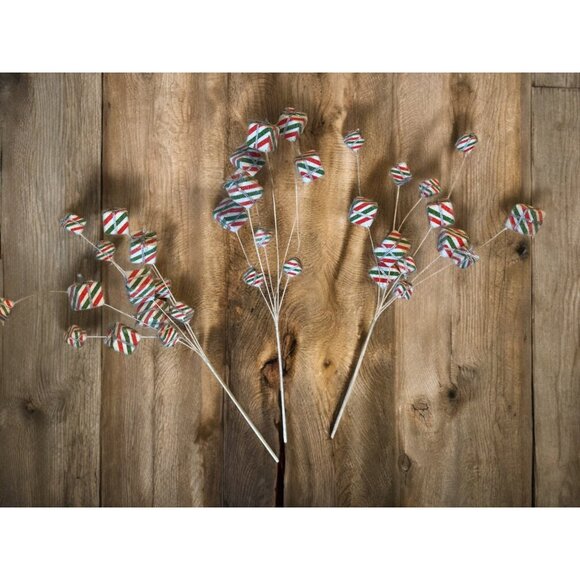 Set of 3 Red, Green and White Sugar Coated Christmas Present Floral Pick / Spray - Picture 5 of 5